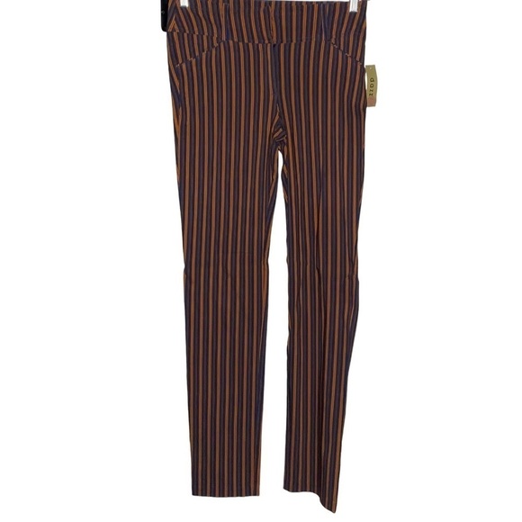 Dazz Stripe Skinny High Waist Pull-On Pants Women L Boho Hippie Festive NEW - Picture 2 of 11